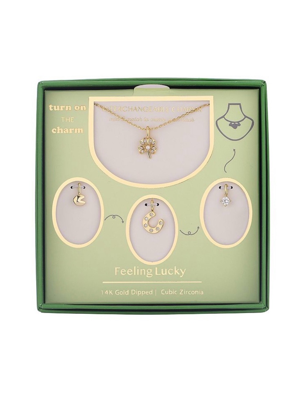 Taylor Grace “Feeling Lucky” Interchangeably Cubic Zirconia Charm Necklace Set